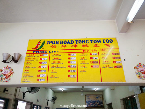 Price List @ Ipoh Road Yong Tow Foo, Kuala Lumpur